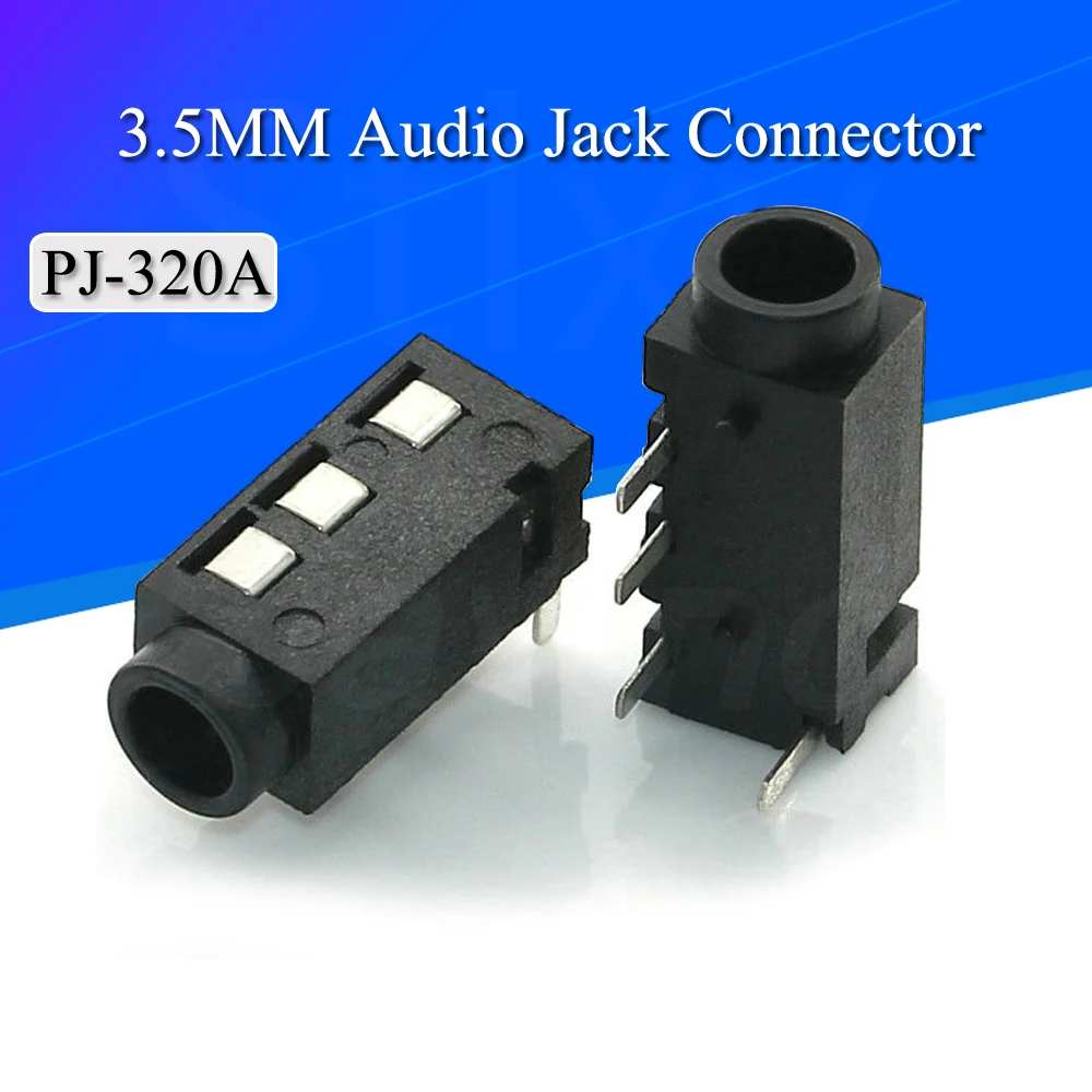 10Pcs 3.5MM Audio Jack Connector Through Holes PCB Horizontal 4 Contact 4 Conductor Right Angle No Internal Switch 4 Pole