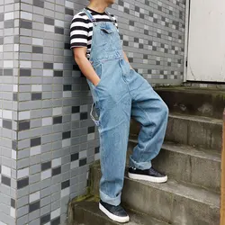 Men's Denim Overalls Large Size Straight Pants Dark Blue Jeans Loose Men's Work Clothes More Sizes 48 50
