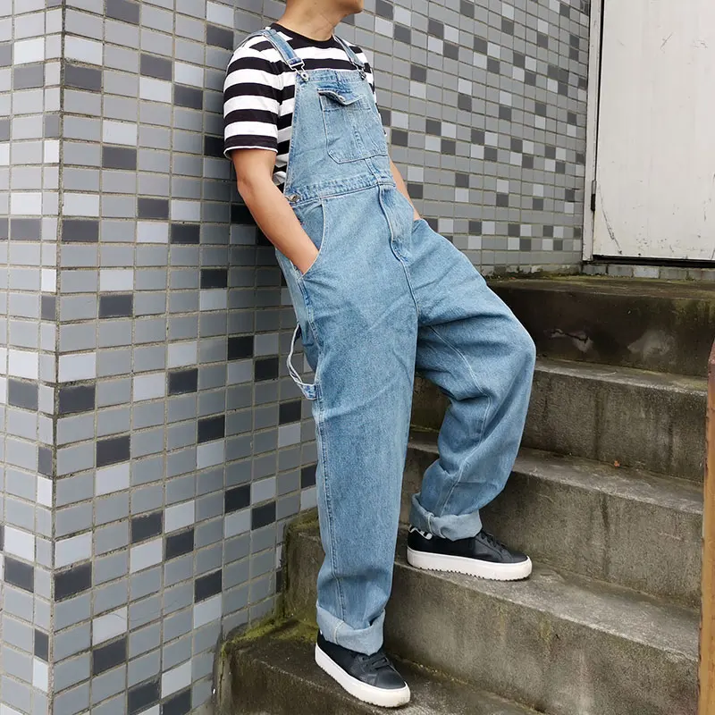 Men's Denim Overalls Large Size Straight Pants Dark Blue Jeans Loose Men's Work Clothes More Sizes 48 50