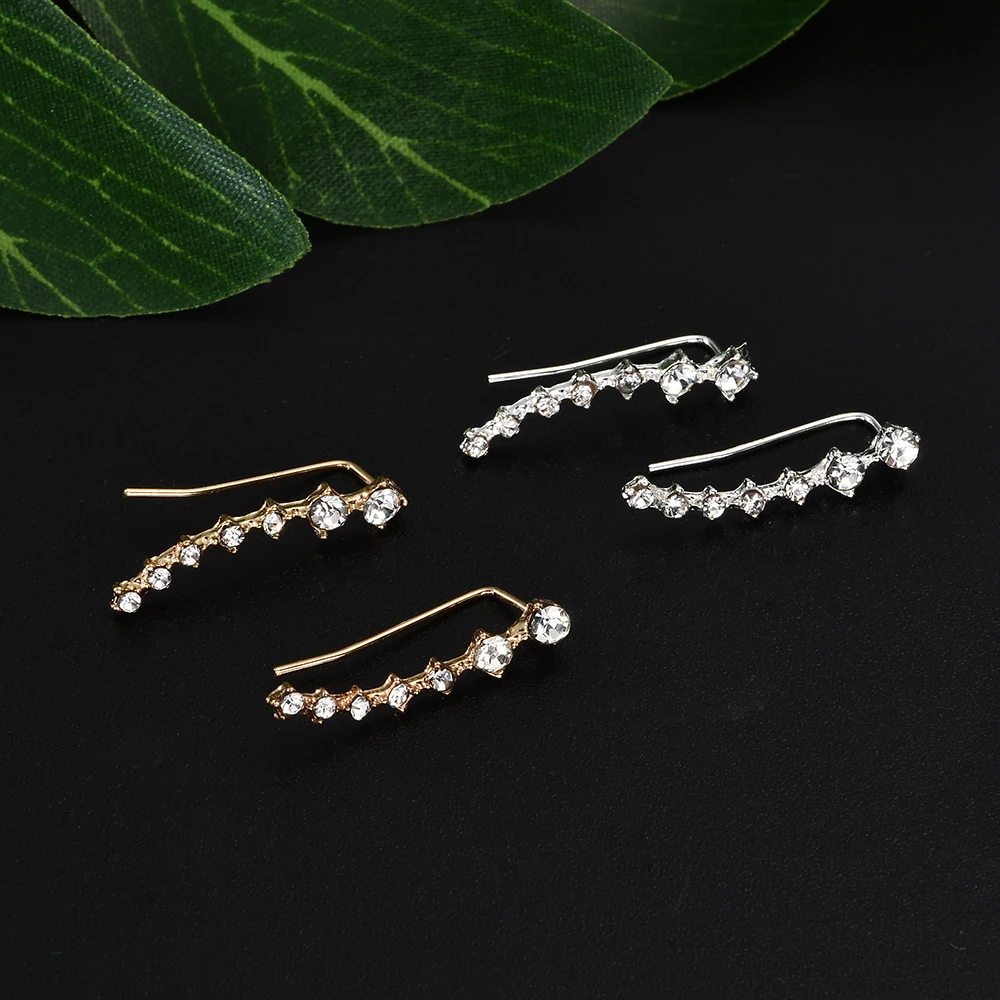 2020 NEW 1pair rhinestone ear cuff  Wrap earring gold piercing ears clips cartilage statement clip earring for women pendientes