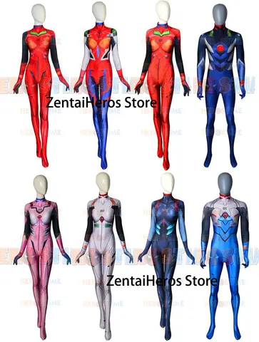 Asuka Rei Mari disfraces de Cosplay para adultos y niños, traje de superhéroe Shinji Kaworu, monos de Halloween, traje Zentai