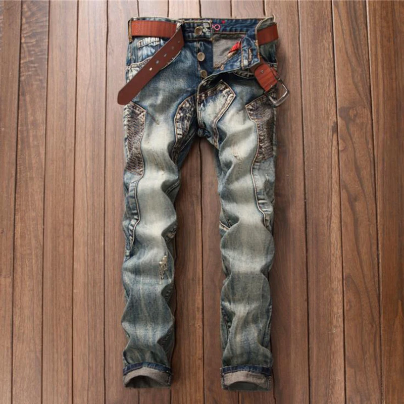 

High Quality Mens Biker Skinny Jeans Fashion Men Locomotive Jean Homme Spijkerbroeken Heren Denim Pants Slim Fit Pantalon Hombre