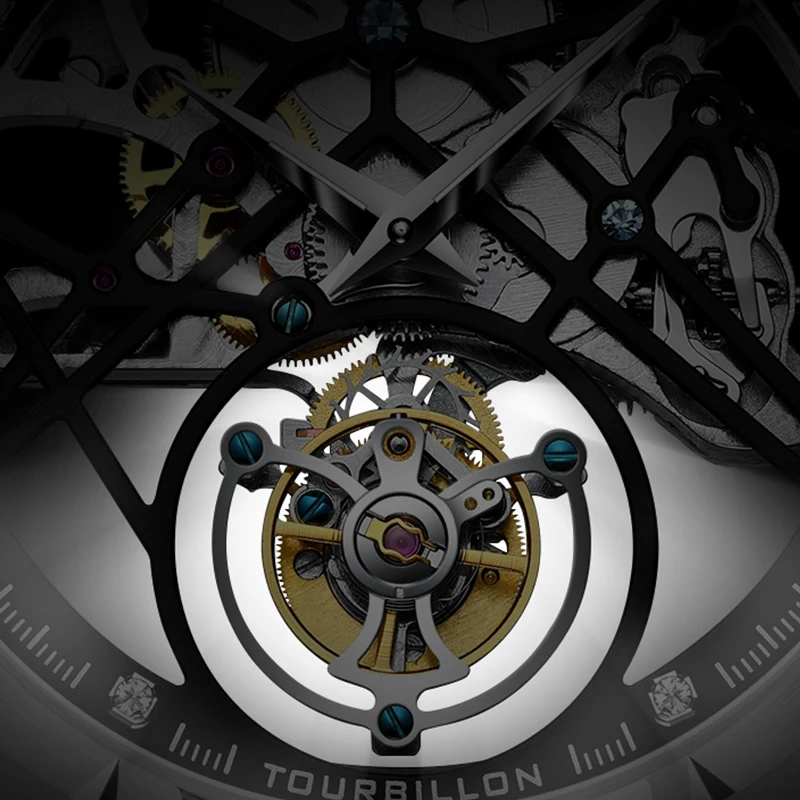 JINLERY Fashion Real Tourbillon Watch Man Luxury Skeleton Watches for Men Wristwatch Male Clock New Gifts Relogio Masculino