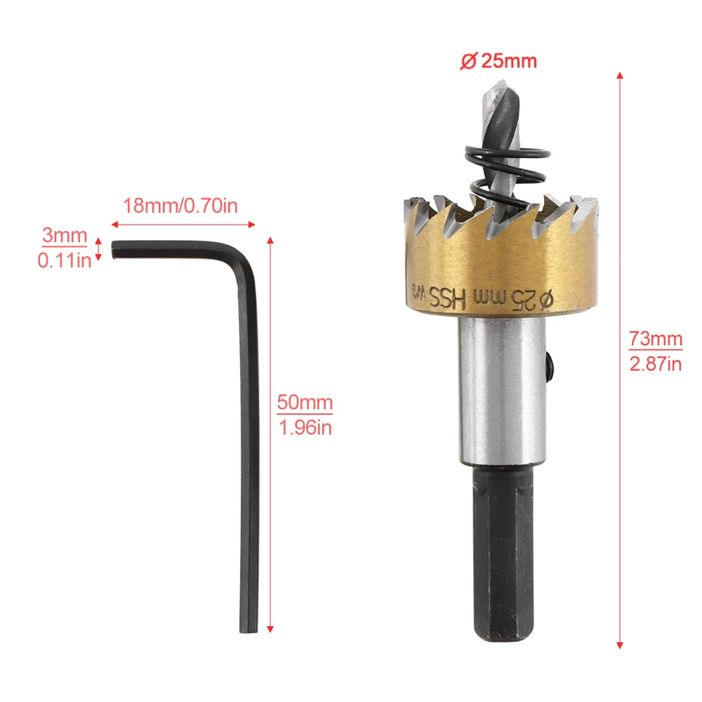 Thép Cao Cấp Gỗ Cắt Mũi Khoan HSS Khoan Lỗ Cắt Công Cụ Với 25Mm Cho Việc Cài Đặt Khóa Cửa Kim Loại drillingKnobs