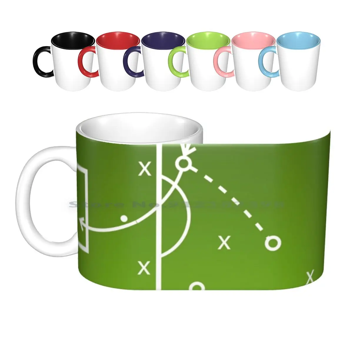 Football Tactics Board Ceramic Mugs Coffee Cups Milk Tea Mug Field Football Match Pitch Game Green Soccer Strategy Team World