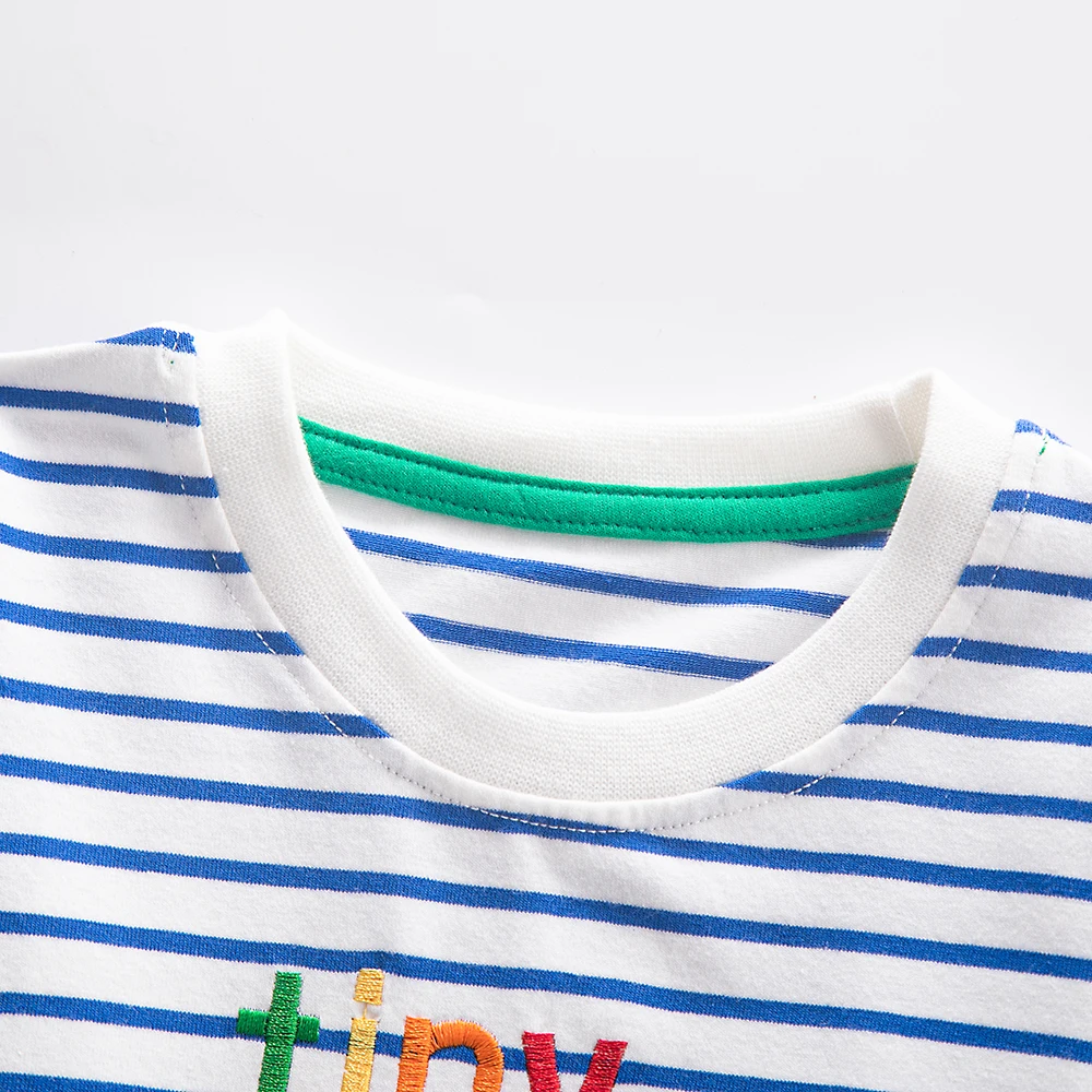 Zeebread New Autumn Spring Boys Girls T shirts With  Animals Embroidered Stripe Fashion Letters Kids Cotton Clothes Kids Tops