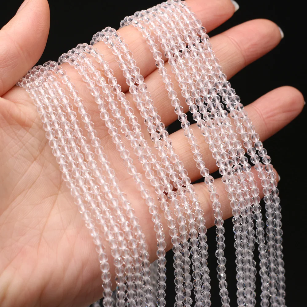 1strand Faceted Stone Beads Section White Spinels Stone Beads DIY for Jewelry Making Bracelet Necklace Accessories Gift Size 3mm