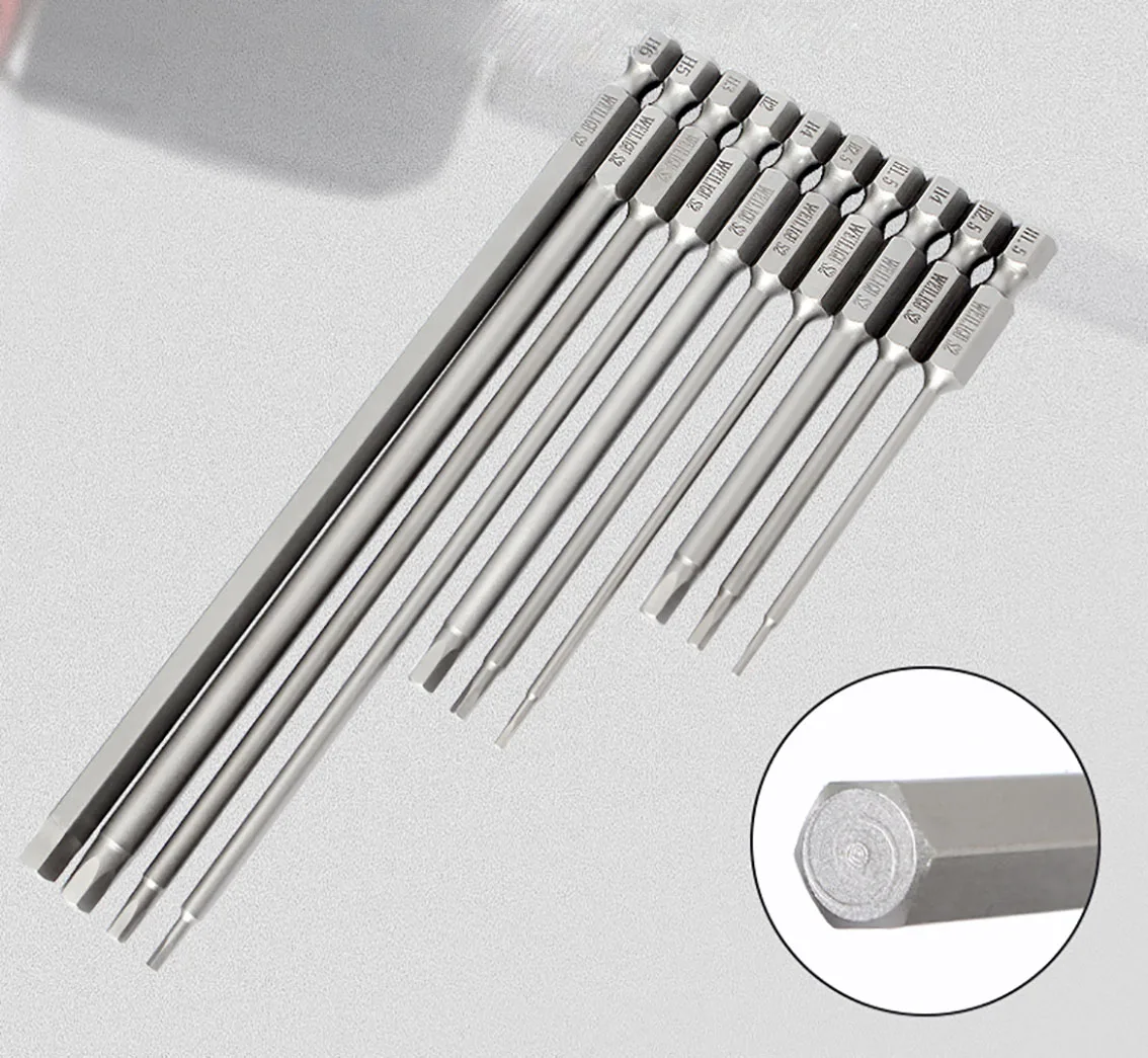 

1Pcs Solid Screwdriver Drill Bits Length 50mm 1/4 inch Hex Shank Hexagon Head Bits H0.9-H12 Magnetic Wrench Tool