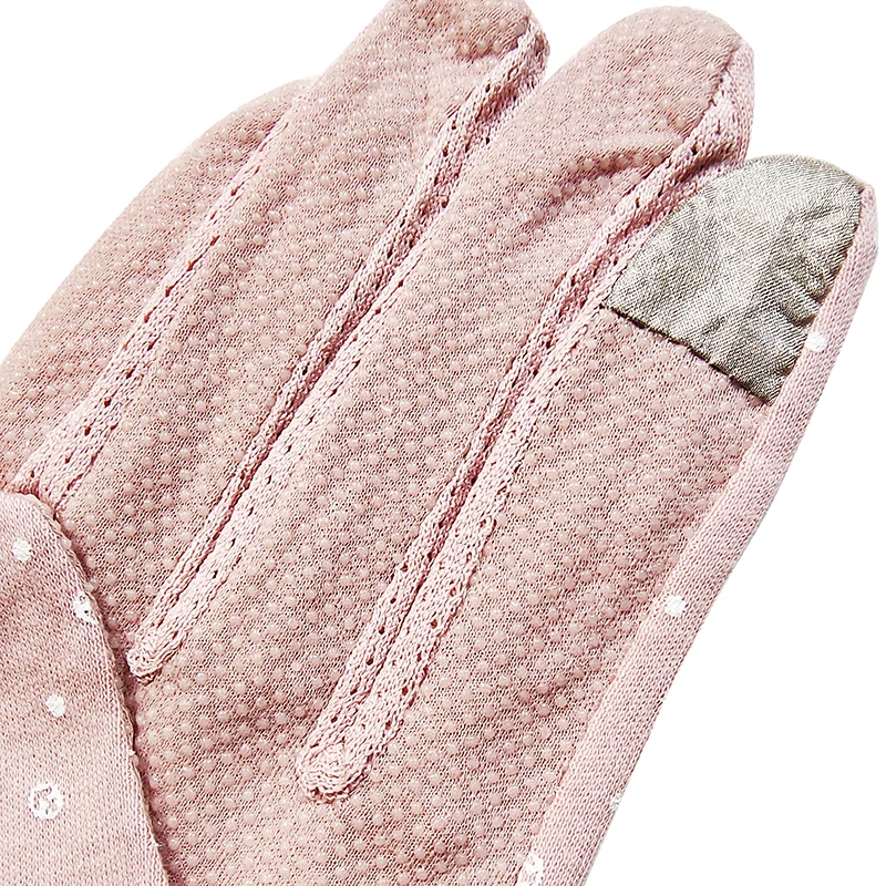 Guantes de algodón con estampado de ancla de puntos para mujer, guantes de conducción de longitud media, protección solar UV, pantalla táctil