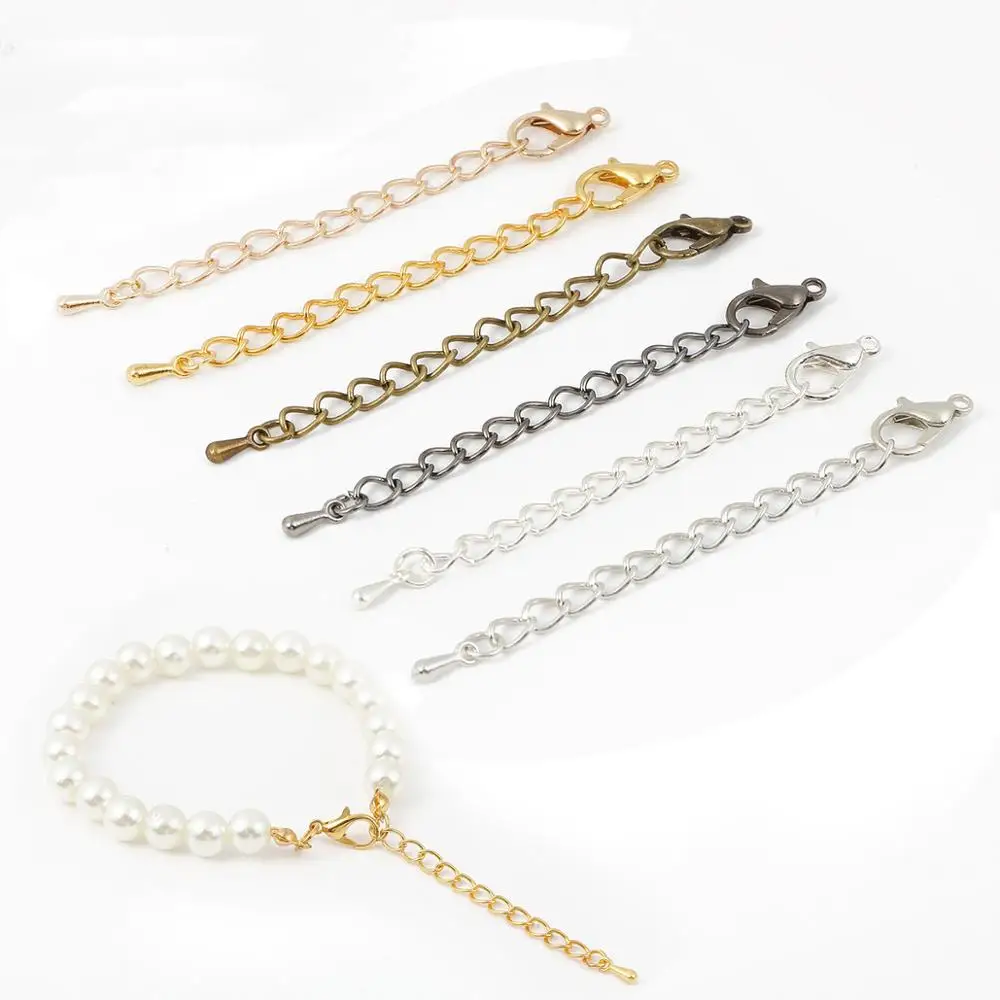 

10pcs 5.5cm Extended Extension Tail Chain Lobster Clasps Connector For DIY Jewelry Making Findings Bracelet Necklace Base Tray