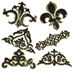 1 Piece Black Sequined Appliqued Iron on Sequin Embroidery Patches Diy Cosplay Costumes Trims Head wear