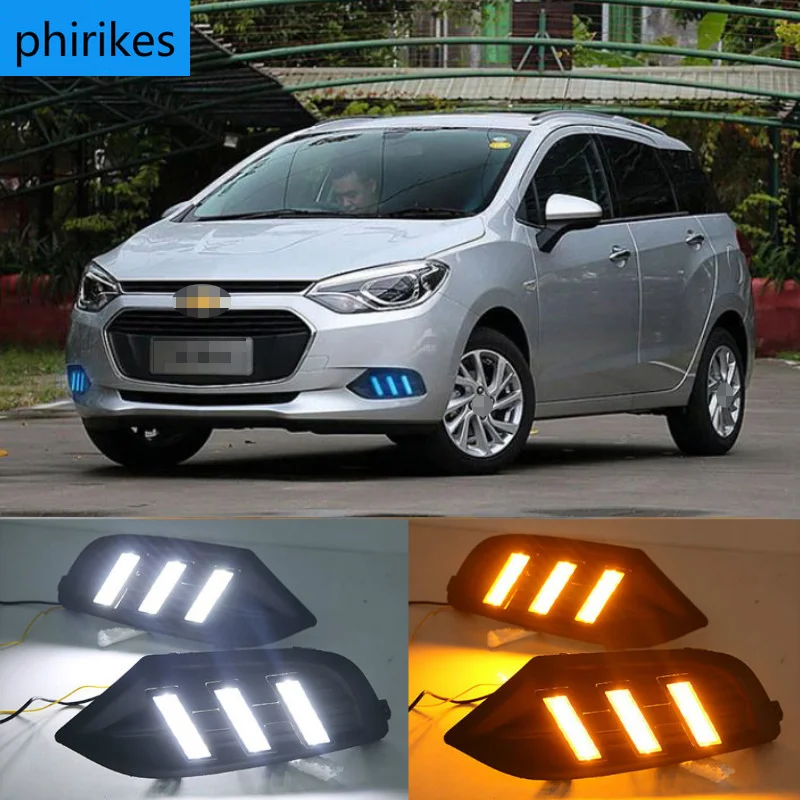 

1 Set For Chevrolet Chevy AVEO RV Sonic 2016-2018 Car LED DRL Light Daytime Running Light Daylight With Turn Signal Lamp