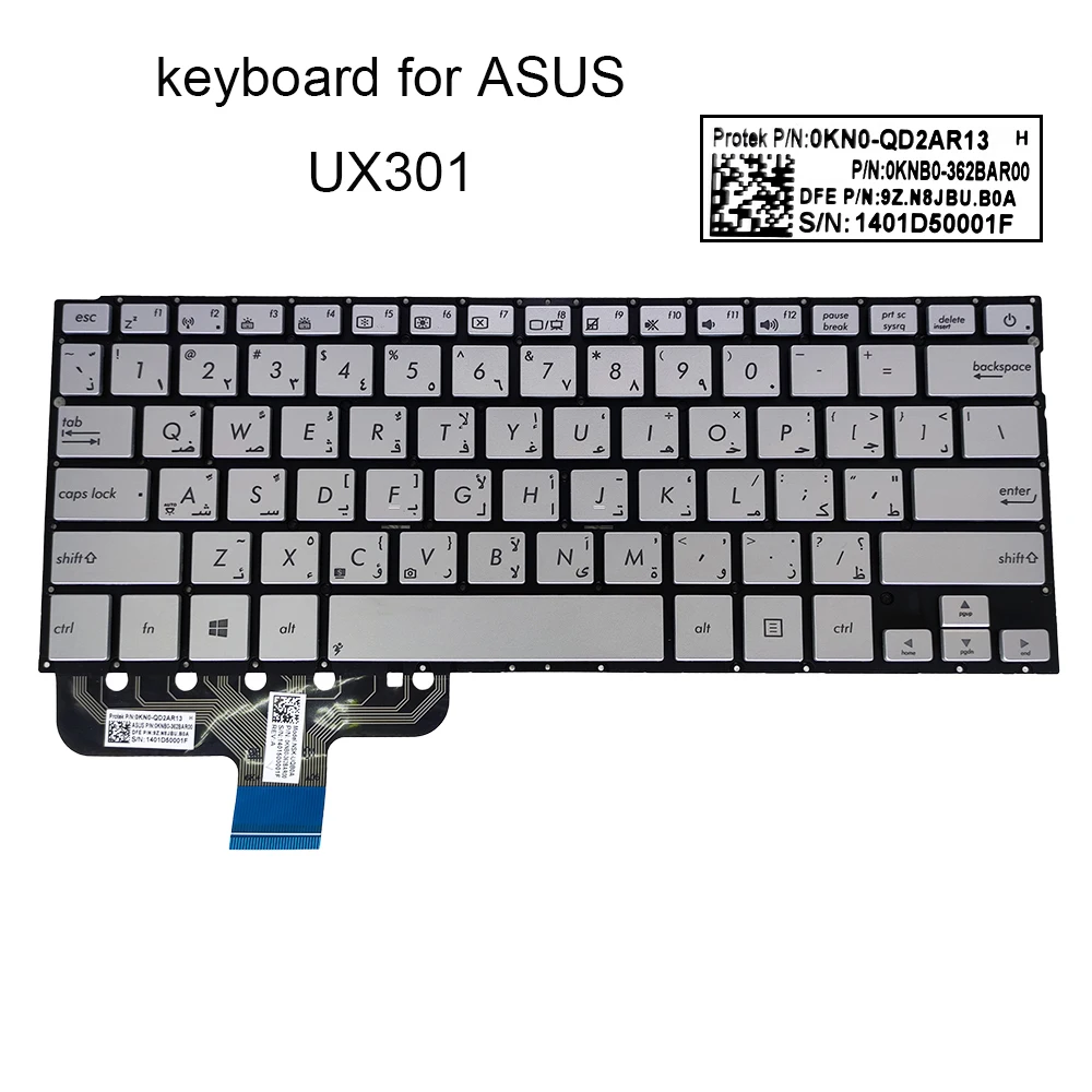 

US UK GB Arabic Keyboard For ASUS UX301 Zenbook UX301LA UX301LG Laptop PC Parts Keyboards Blue Silver Keycaps 362AUK00 362BAR00