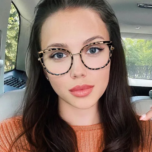 Montura de gafas con bloqueo de luz azul para mujer, filtro UV400, gafas ópticas dañinas, montura femenina