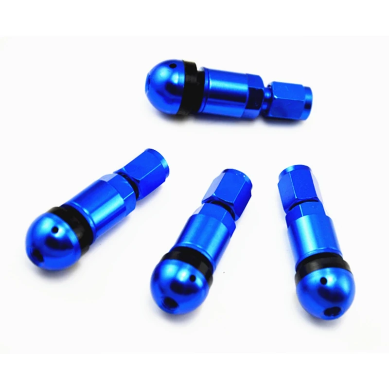 4pcs Bolt-in Aluminum Car Tubeless Wheel Tire Valve Stems With Dust Caps Blue Red Silver Black Gold