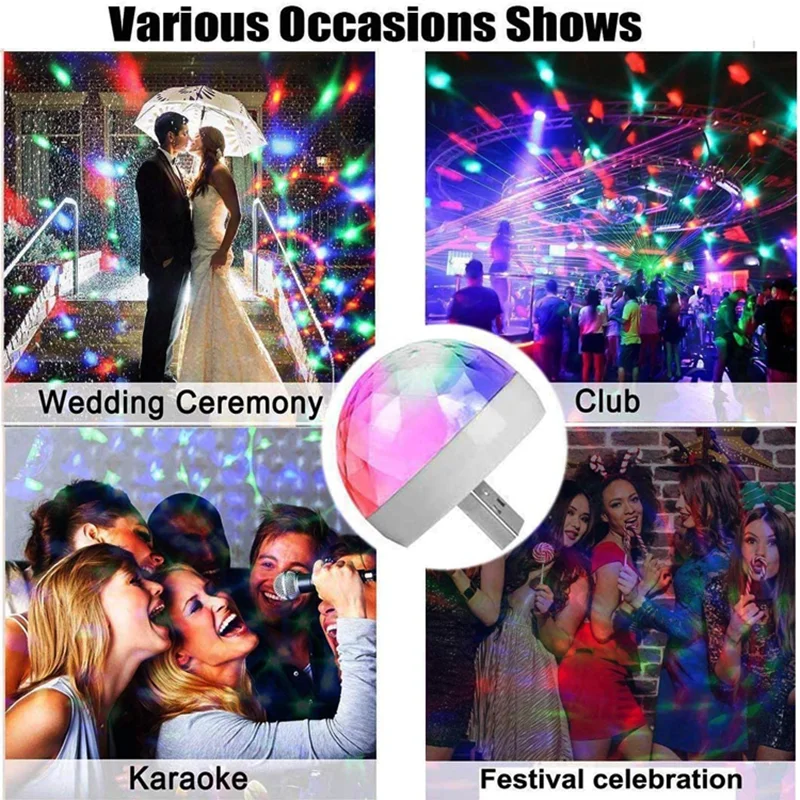 USB Colourful lights Voice DJ RGB Mini Colorful Music Sound LED USB-C Party Karaoke Atmosphere Lamp Welcome 5V Ball Laser Light