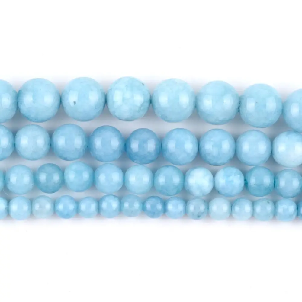 Wholesale Natural Blue Chalcedony Stone Beads Round Loose Spacer Beads For Jewelry Making DIY Bracelet Handmade 4/6/8/10/12mm