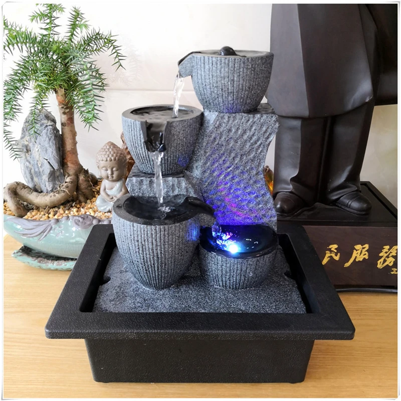 

Water View Flowing Water Fountain Indoor Air Humidifier Desktop Fountain Garden Micro Landscape Home Office Feng Shui Decoration