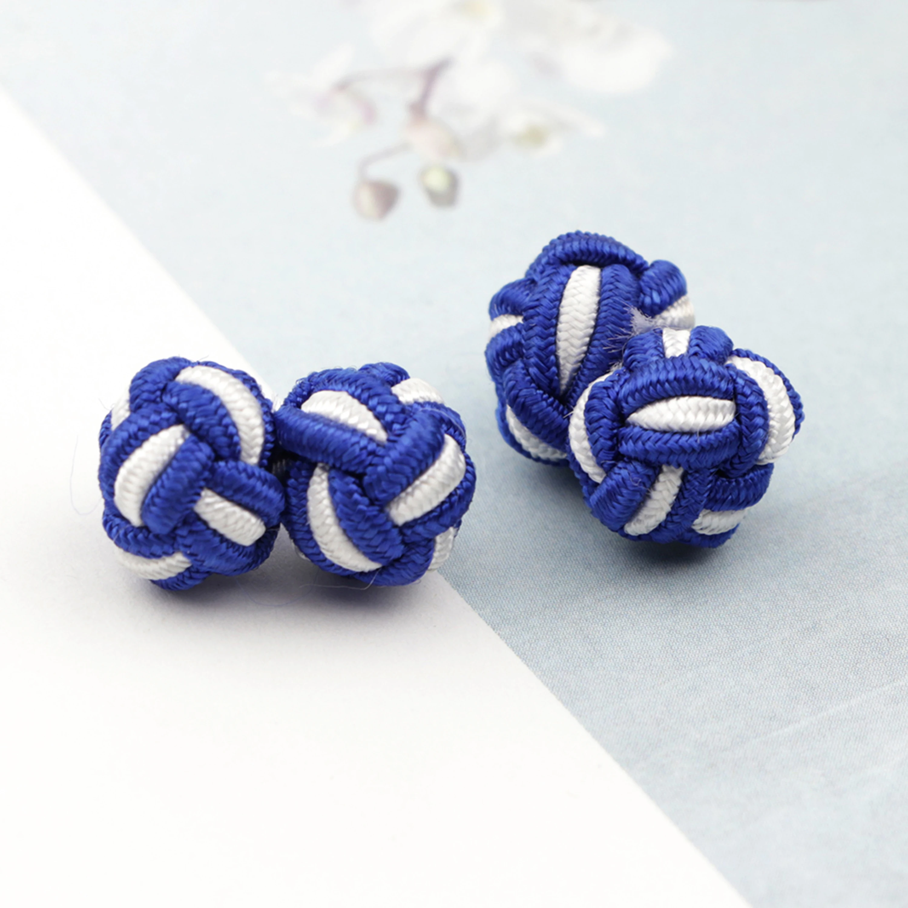 Colorful Double Rope Ball Knot Cufflinks Mixed Color Braided Handmade Elastic Upscale Men\'s Classic Silk Cuff Links For Men Gift