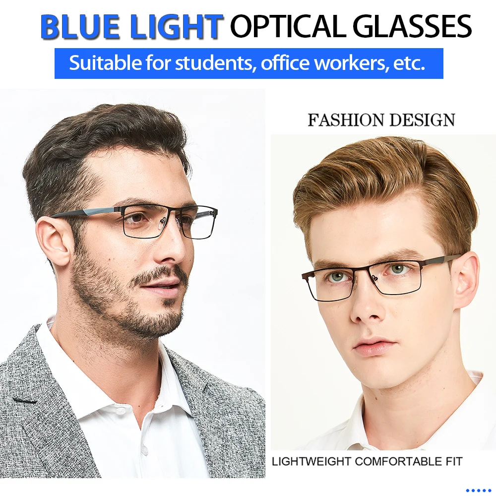 Blue Light Glasses Frame Men Square Eyewear Fashion Metal Eye Myopia Prescription Eyeglasses Acetate Legs Male Optical Frame