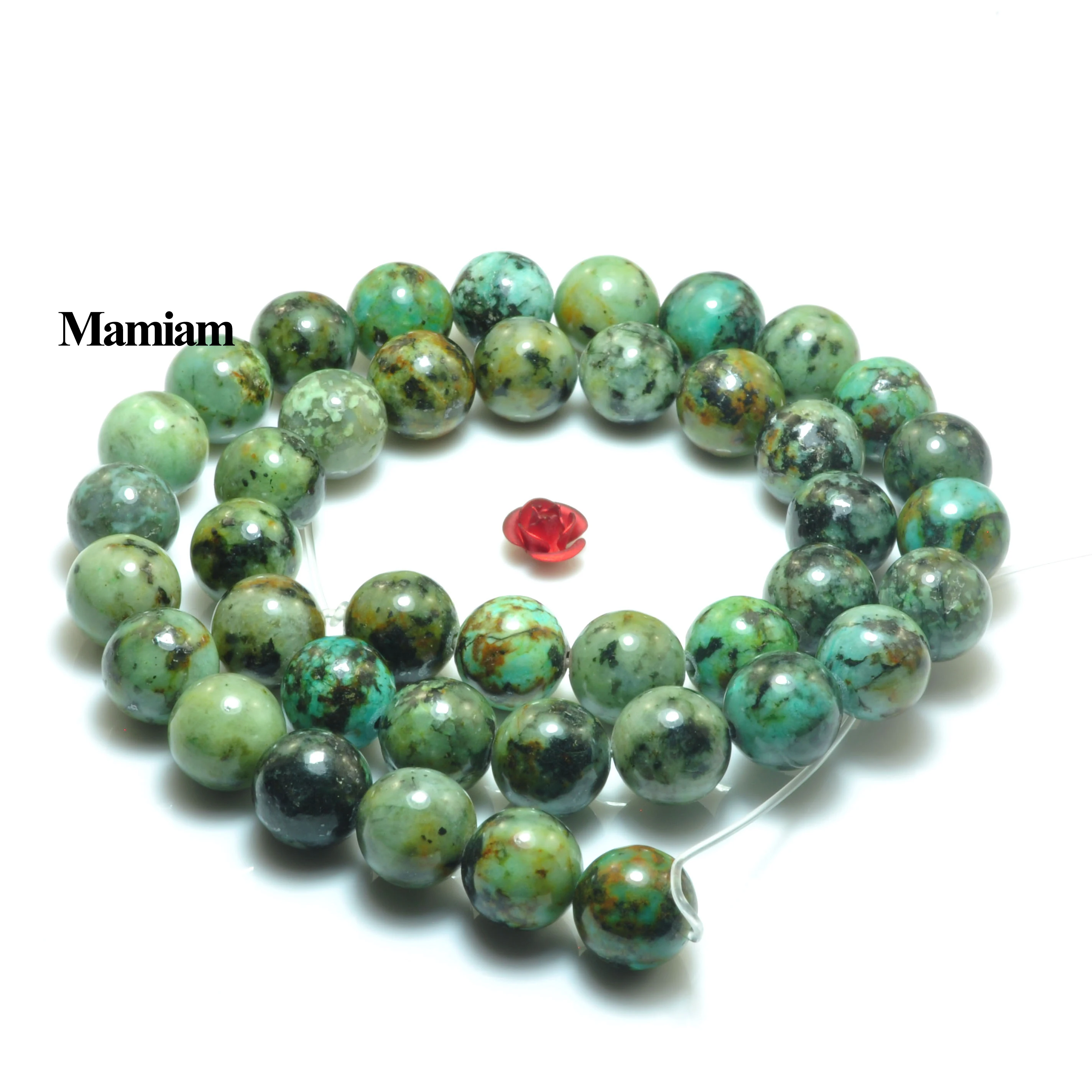 Mamiam Natural Africa Turquoise Smooth Round Loose Stone 6-10mm Beads Diy Bracelet Necklace Jewelry Making Gemstone Gift Design