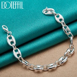 DOTEFFIL 925 Sterling Silver 18K Oro Semplice Classico Bracciale a catena per le donne Uomo Matrimonio Festa di fidanzamento Gioielli di moda