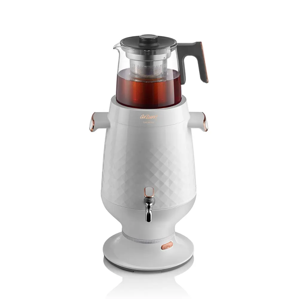 Electric Tea Maker Machine Arzum White Samovar With Glass Teapot Stainless Steel Tea Filter Best Tea Machine Ever European Plug