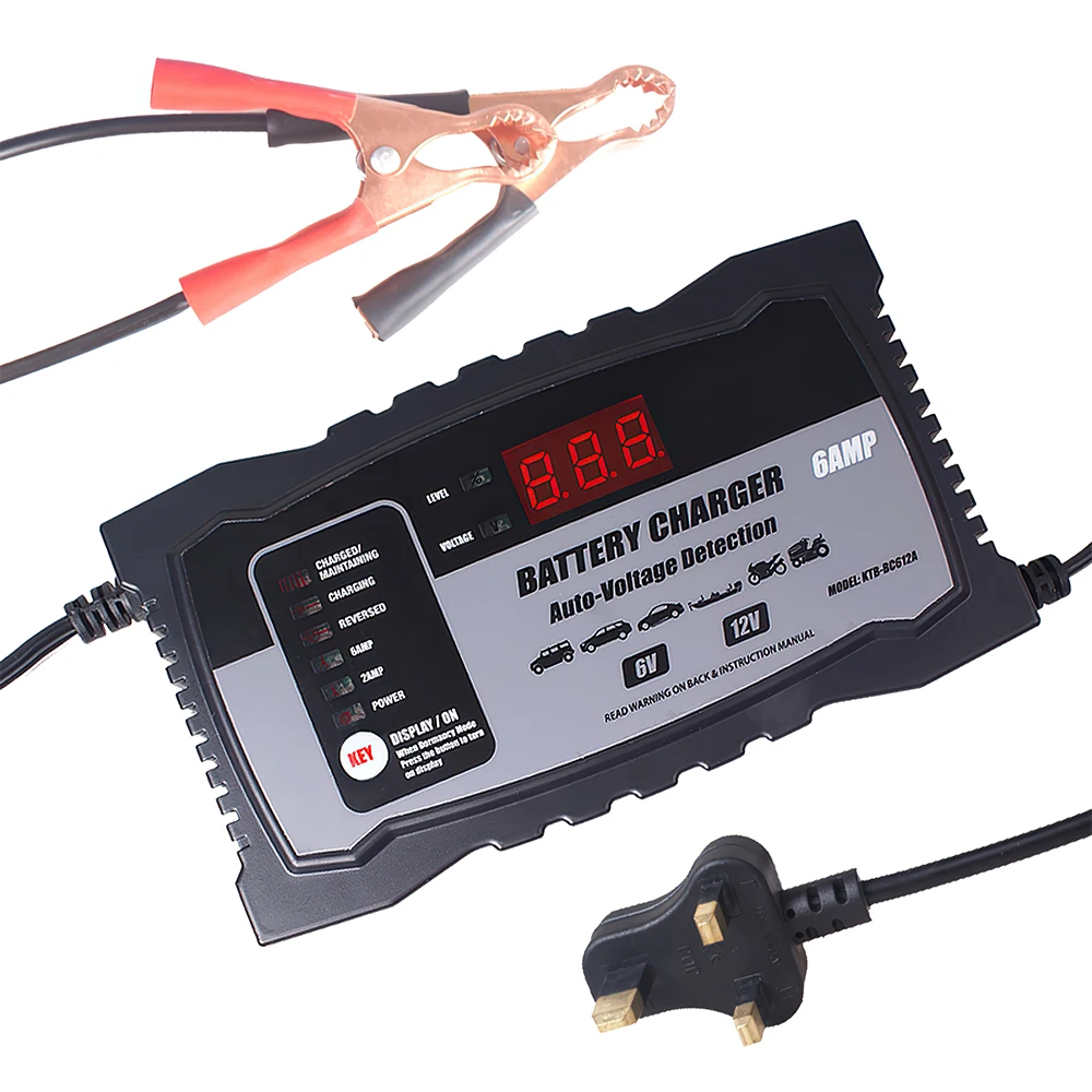 6V/12V 100AH Car Battery Charger LED Motorcycle Battery Charger Display Intelligent Pulse Repair Charger for Lead Acid Battery