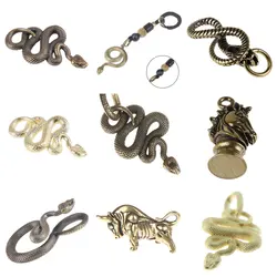 1pc Fashion Brass Metal Snake Shape Keychain Handmade Key Chain Snake Key Ring Handbag Pendant