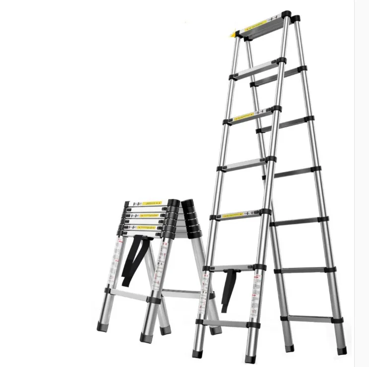 

1.4m retractable folding aluminum herringbone ladder, can be used as a single-sided straight ladder, multi-function household/li