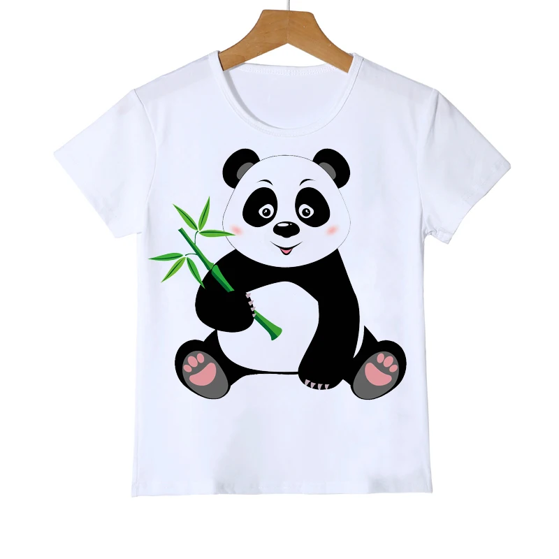 

cute Kids t-shirt funny panda monkey animal collection cartoon pattern summer t shirt for boys/girls white short sleeve tops