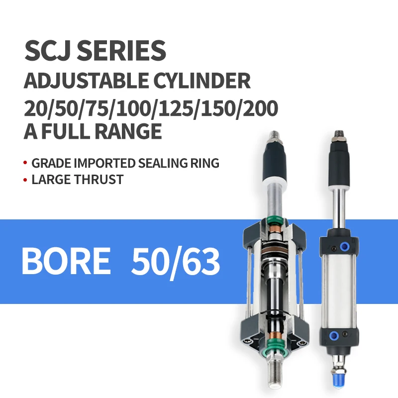 Air Cylinder SCJ series pneumatic compact cylinder bore 50/63mm 25/50/75/100/125/150/175/200mm stroke