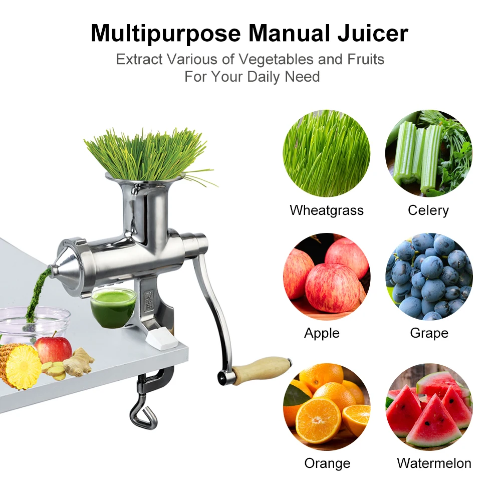 100% 스테인레스 스틸 Wheatgrass 수동 juicer 과일 감귤류 주스 extrator