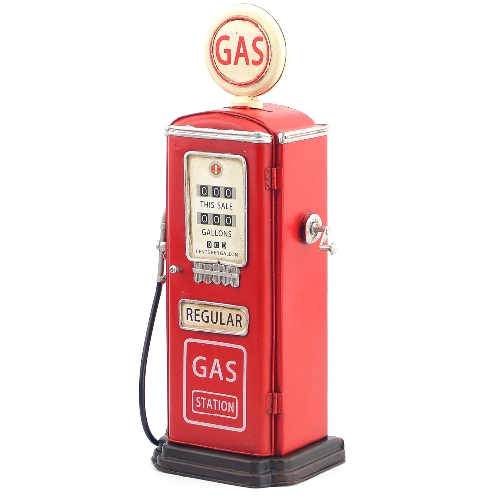 Antique Classical Petrol Pump Model Retro Vintage Wrought Metal Crafts For Home Decoration American Old Gas Pump