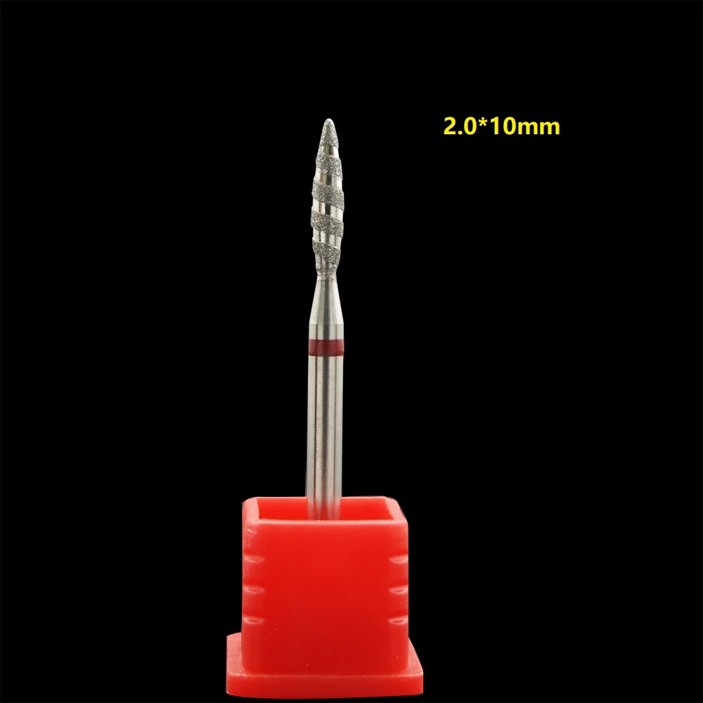 Nuovo! Tornado Column Diamond Nail Drill Bit 3/32 "Diamond Cutter per Manicure Rotary Cucitle Burr Drill accessori Mills Tool