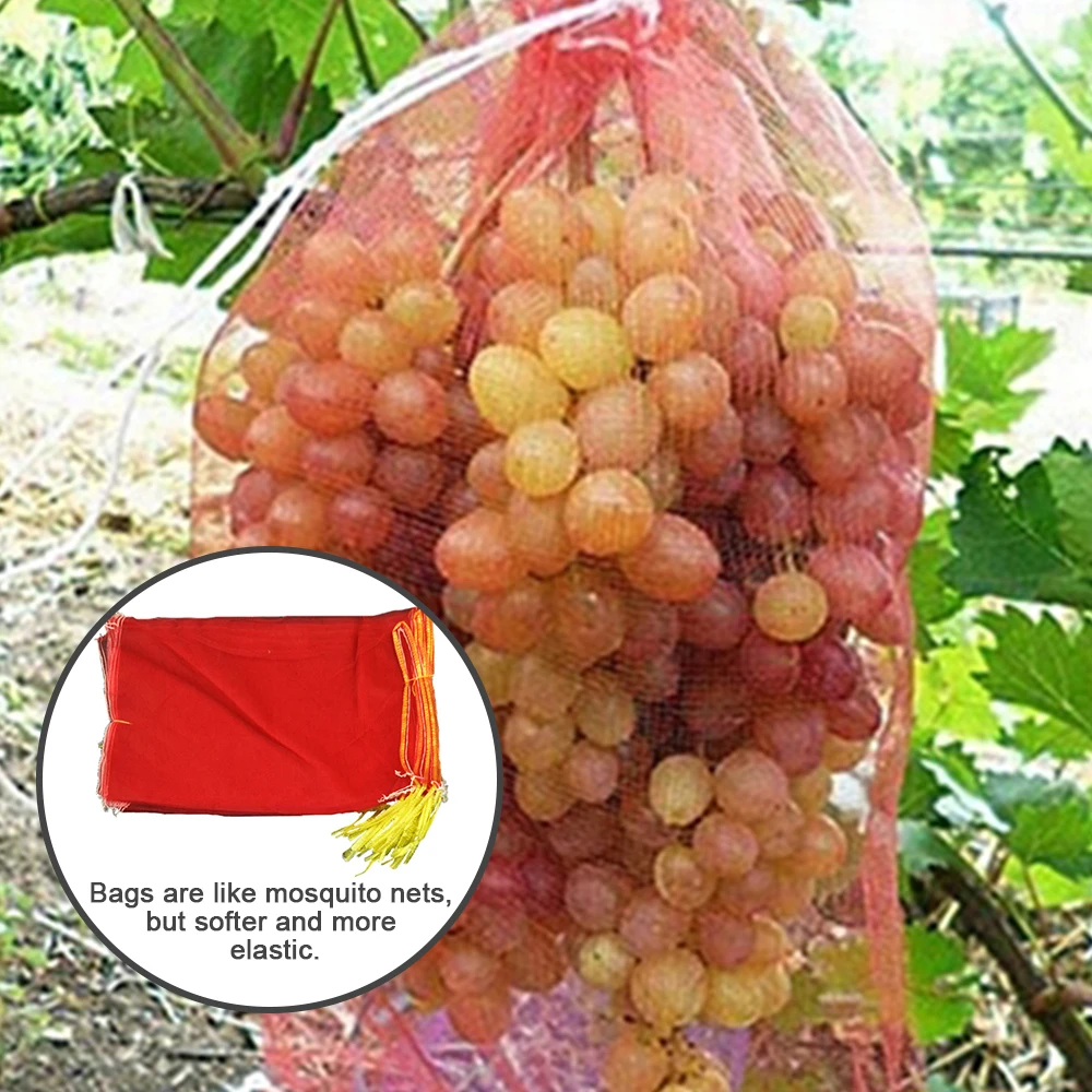 100 Pcs Bag To Protect The Grapes Breathable Bag With Gauze Mesh Belt Rope Wear-resistant, Mesh Anti-insect Bag