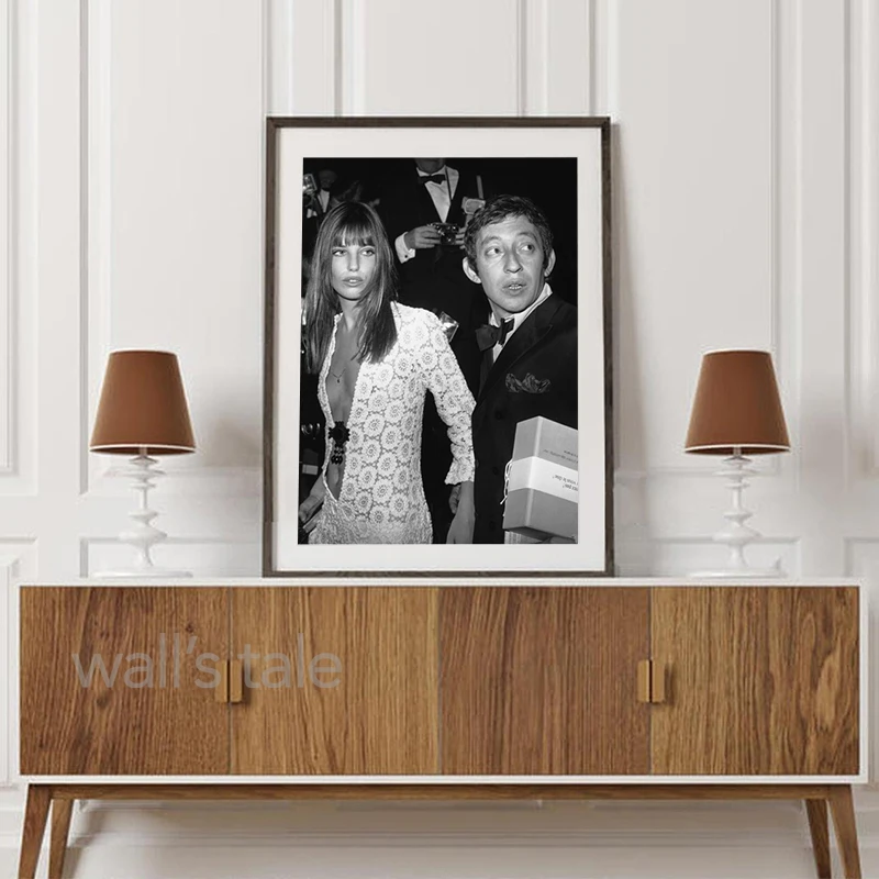 جين بيركين أسود أبيض التصوير ملصق سيرج جينسبورغ حائط لوح رسم صور غرفة المعيشة ديكور الموسيقى عاشق هدية #4