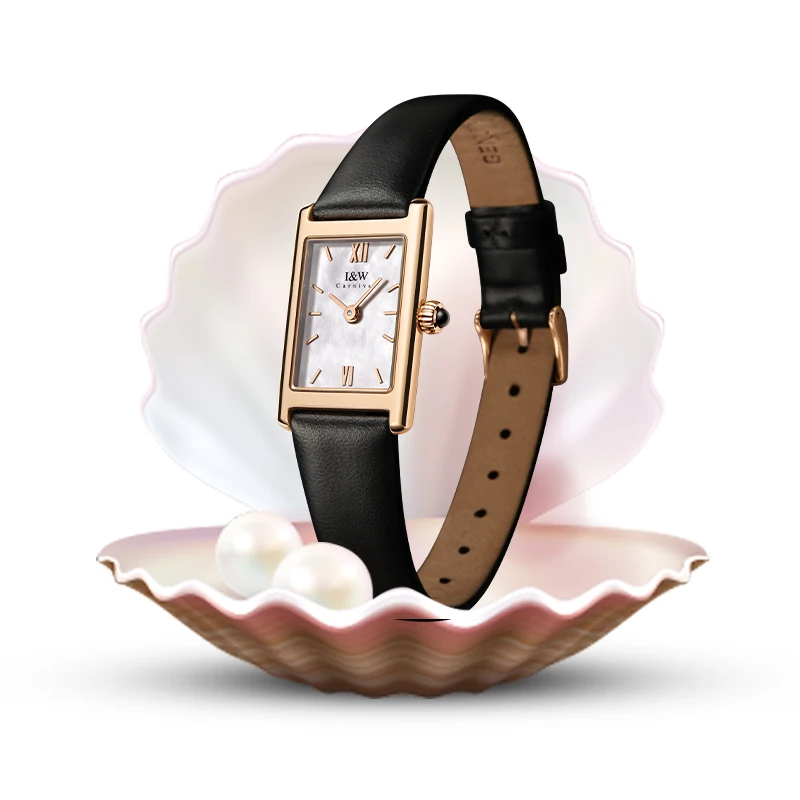 Switzerland Made Watch for Women Luxury Brand I&W New Ultrathin Square Quartz Watch Women Leather Strap Waterproof Reloj mujer