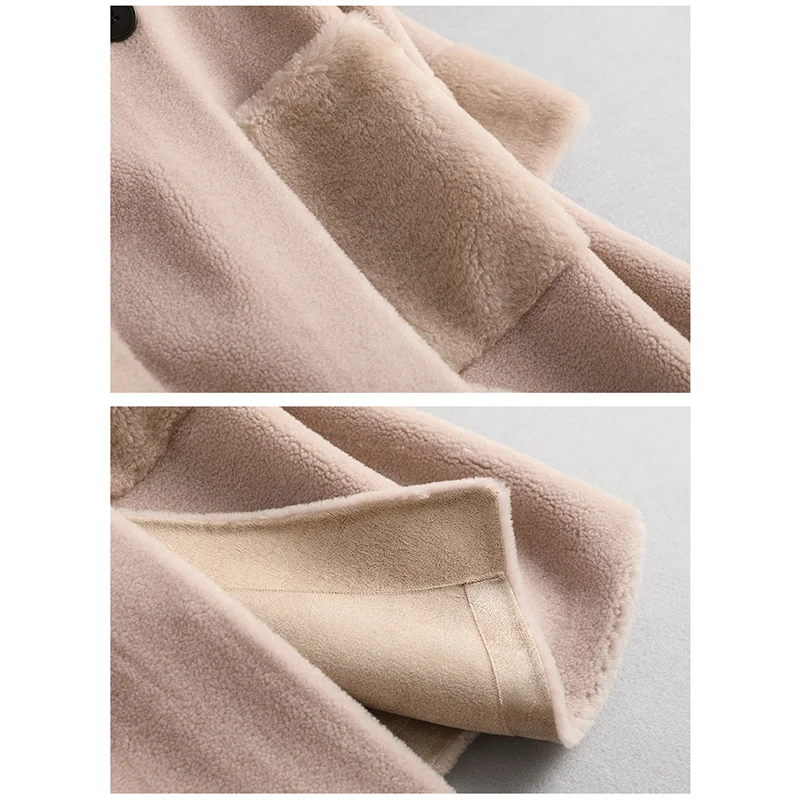 Abrigos de piel para mujer, chaqueta gruesa y cálida de lana, abrigo Parker de longitud Granular de Cachemira, abrigo de esquilar de oveja, novedad de invierno, 2023