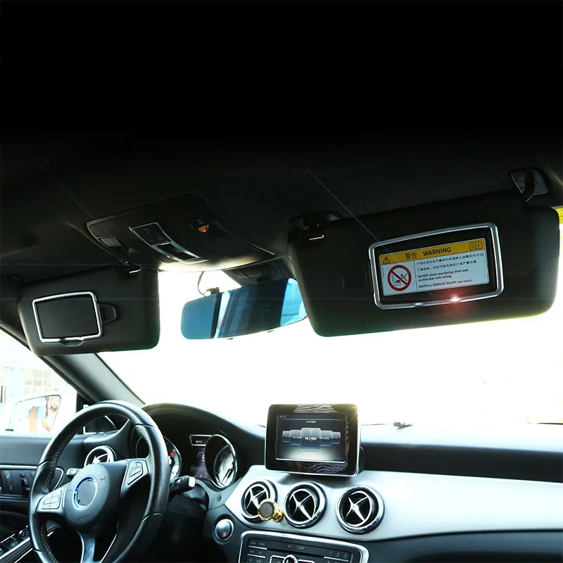 Car Styling Center Console Cosmetic Mirror Frame Decoration Sticker Trim For Mercedes Benz ML CLA GLE GLC A B C E Class