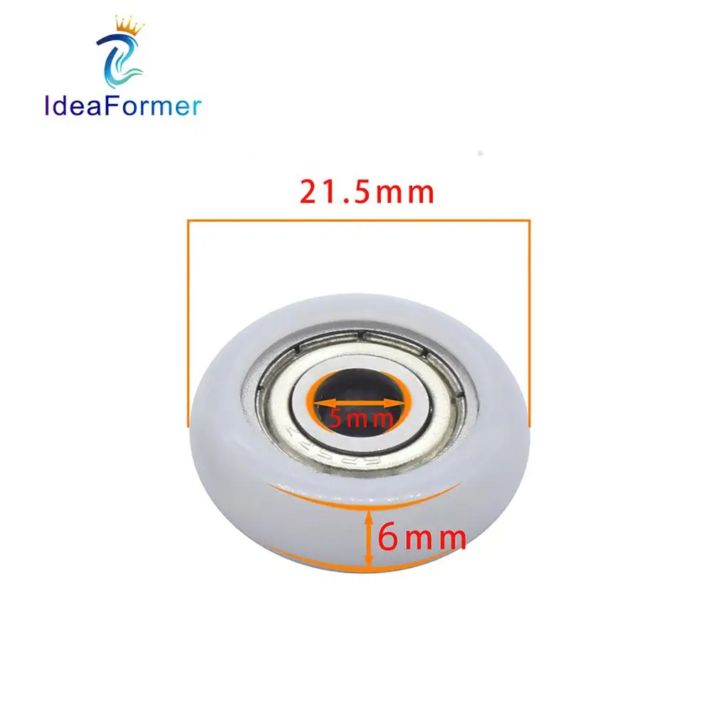 10Pcs 3D Printer 625ZZ POM Bearings Round Roller Wheel With Kossel Nylon Plastic Wheel 5x21.5x6mm Embedded Groove Ball Bearings.