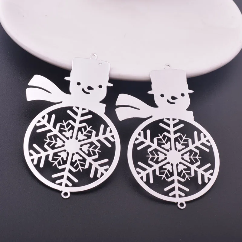 10 Stück 62*42mm Hochwertige Weihnachts-Schneemann-Verbindungsstücke Große Anhänger Rhodium-beschichtet Schmuckanhänger Sonnenfänger-Zubehör – Detail 2
