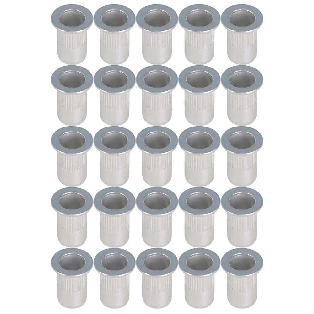 100 Pcs M6 Aluminum Flat Head Rivet Nut Insert Nutsert Silver Tone