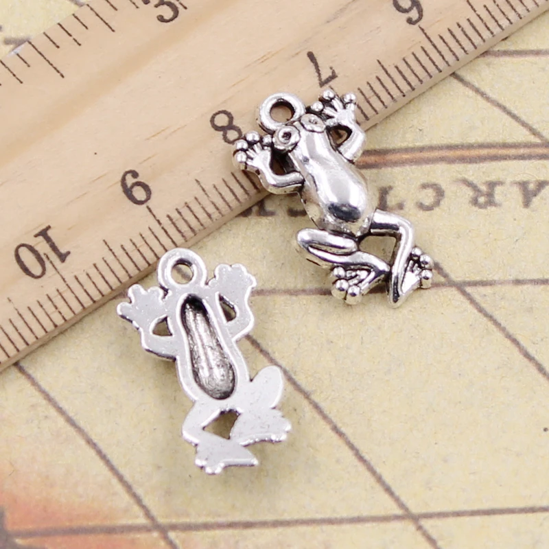 20pcs Charms Frog 22x12mm Tibetan Bronze Silver Color Pendants Antique Jewelry Making DIY Handmade Craft