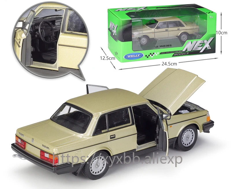 WELLY Diecast 1:24 Scale Car Classic VOLVO 240 GL High Simulation Model Car Alloy Metal Toy Car For Chlidren Gift Collection