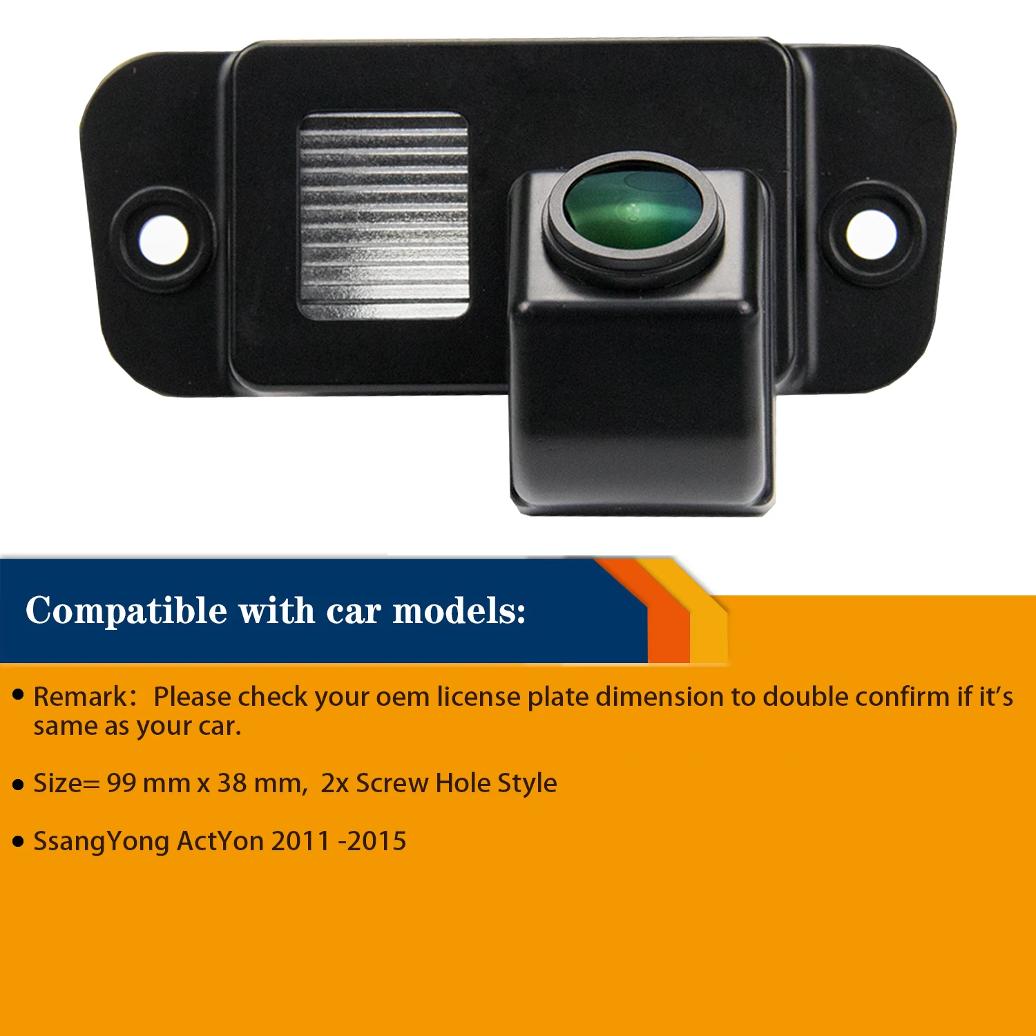 Misayaee HD 1280x720p Rear Camera for Ssang Yong Korando /Kyron / Rexton‖/ Rodius / Stavic, Night Vision Waterproof Camera