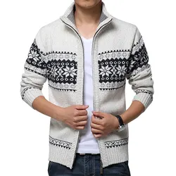 New Autumn Winter Men's Sweater Wool Men Mandarin Collar Solid Color Casual Sweater Men's Thick Fit Brand Knitted Cardigans