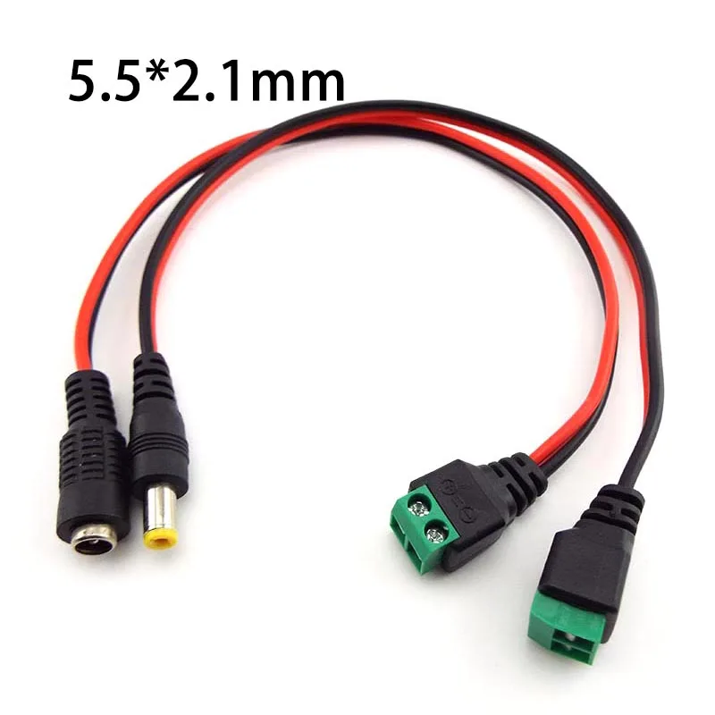 5.5*2,1mm 12V DC Männlich Weiblich Stecker Kabel zu DC Stecker Stecker Verlängern Kabel für LED-Licht streifen CCTV Kamera