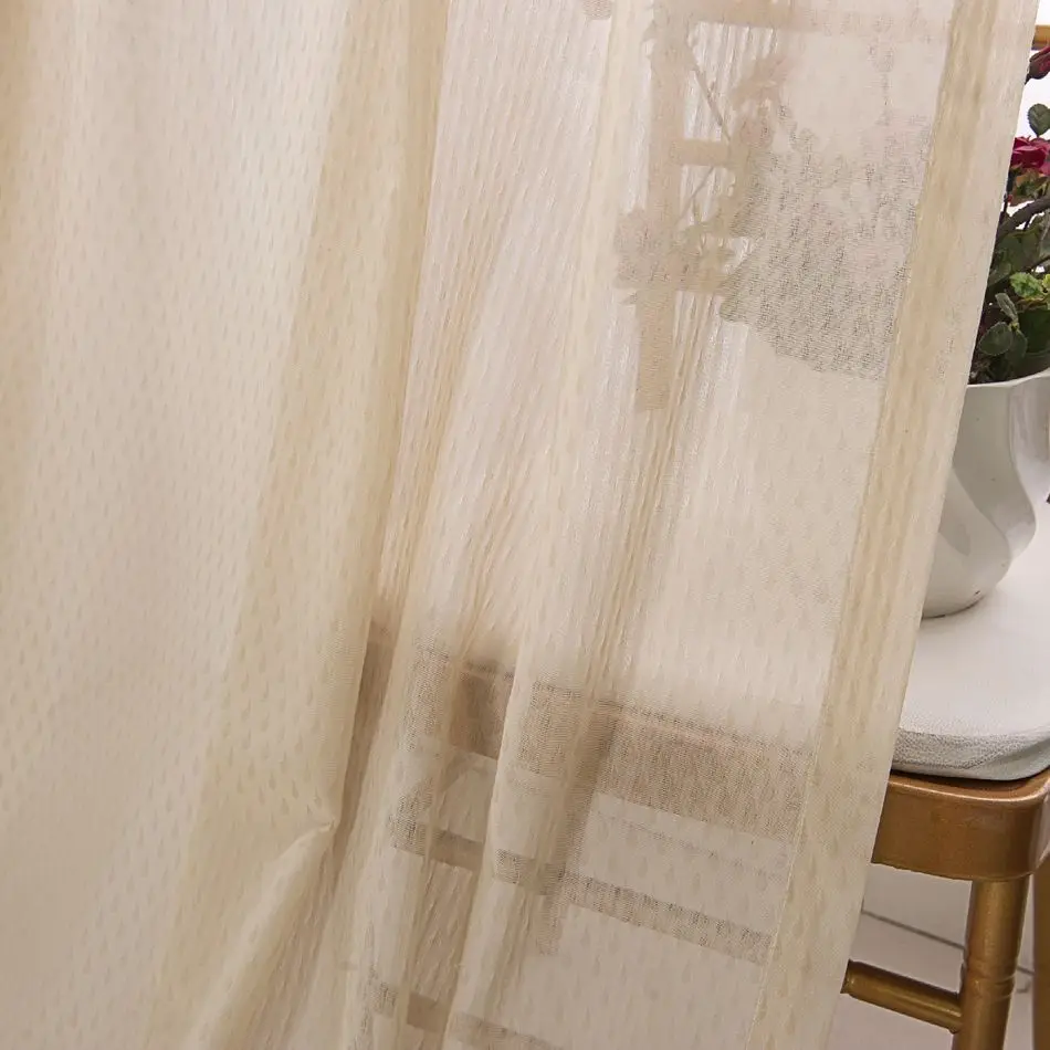 Luxury Geometric Floral Tulle Home Curtains European Style Sheer Window Pencil Pleat Grommet Top for Living Bedroom