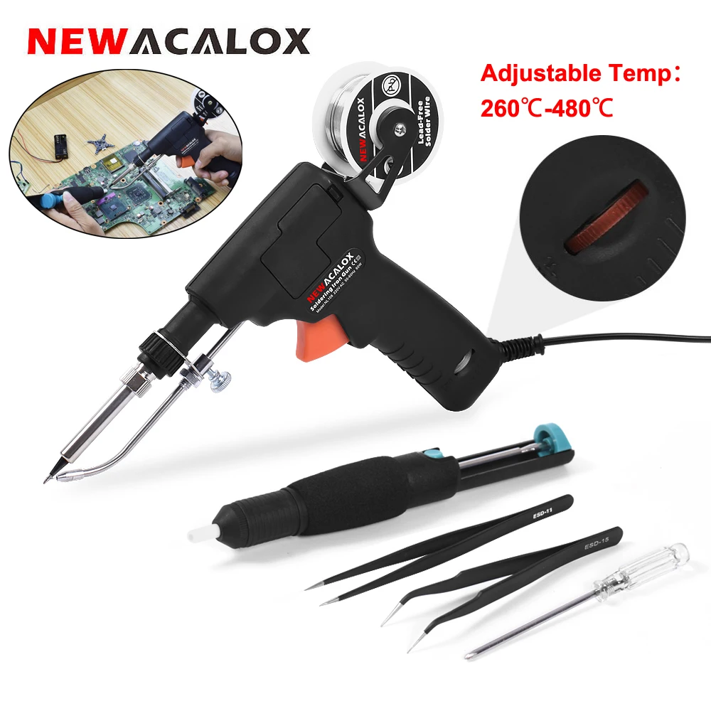 

NEWACALOX 60W Soldering Iron Gun Hand-held Internal Heating Soldering Iron Temperature Adjustment Mini Welding Rework Station